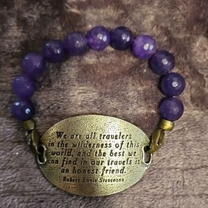Purple Beaded Bracelet with Inspirational Quote